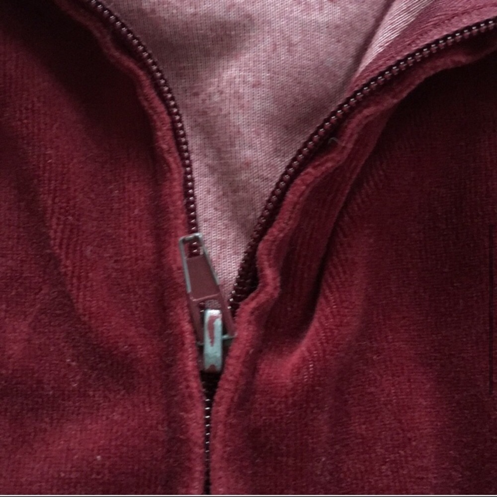 Vintage burgundy velour 1970s zip up sweater​ - Picture 4 of 5